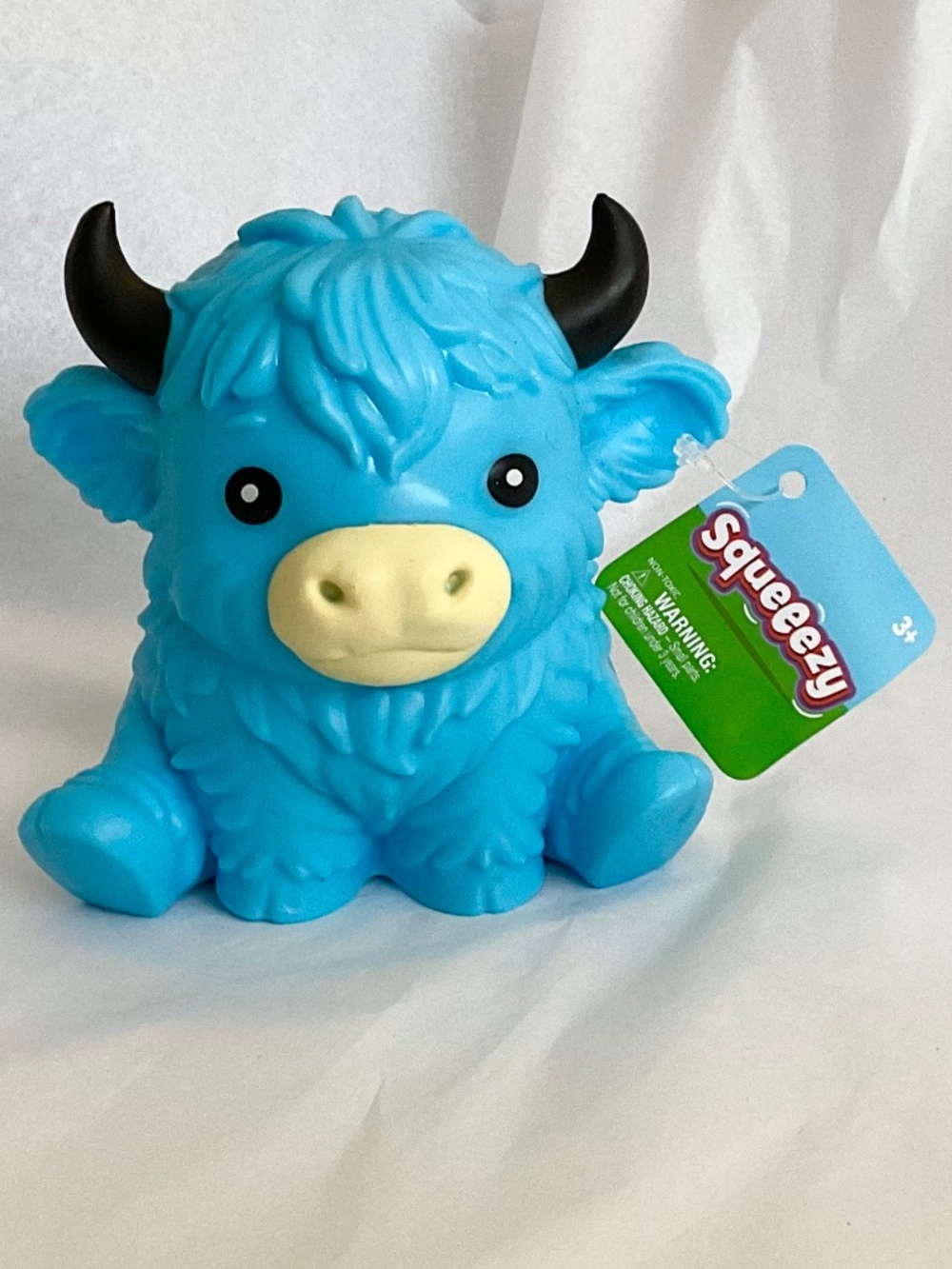 Sunny Days Squeezy Blue Highland Cow Sensory Squish Toy